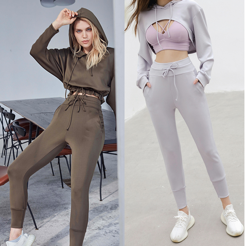 WISKII gently running loose high waist yoga lady to fix beam foot sweatpants