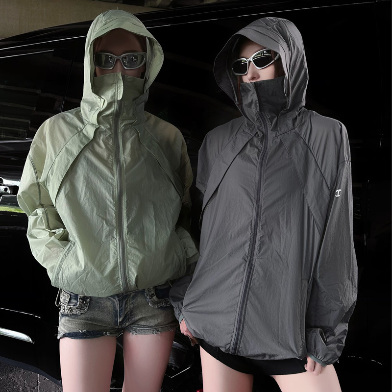 Catsstac Lightweight Sun Protection Clothing Outdoor Windbreaker Thin Breathable Sports Hooded Two-Tone Sun Protection Jacket for Men