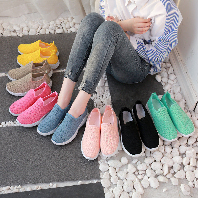 Korean version set feet old Beijing cloth shoes canvas shoes women's shoes candy color lazy shoes single shoes casual shoes beggar shoes
