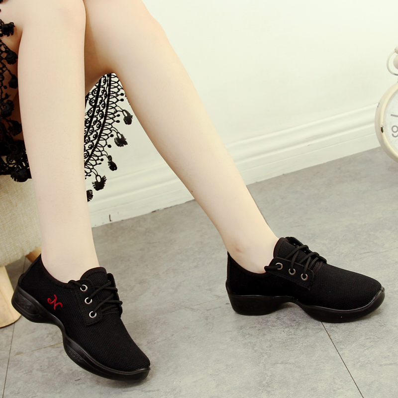 Spring soft bottom increased square dance shoes women modern dance single mesh breathable fitness dance shoes dance shoes women