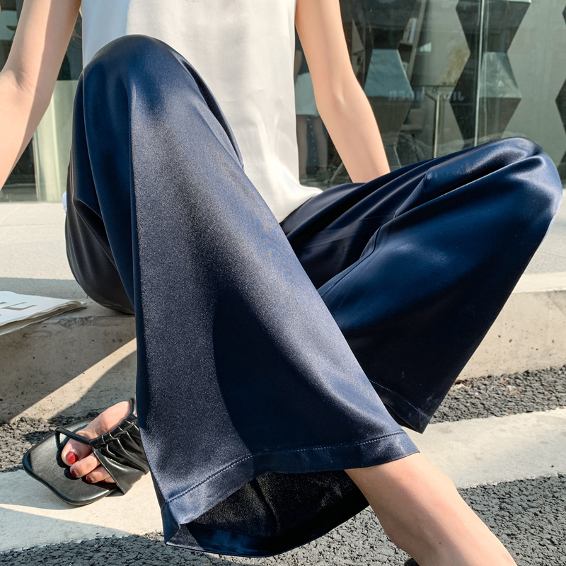 Acetate Silk Satin Straight-Leg Pants for Women 2025 New Wide-Leg Pants High-Waisted Heavyweight Silky Luxury Texture Long Pants