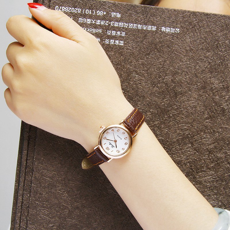 Exam-Specific Watch for Female Middle School Students, Korean Style, Simple, Fresh, Retro, Thin Strap, ins Harajuku School Style Wristwatch