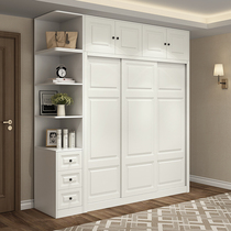 Wardrobe modern simple sliding door wardrobe European style sliding door cloakroom economy family bedroom simple locker