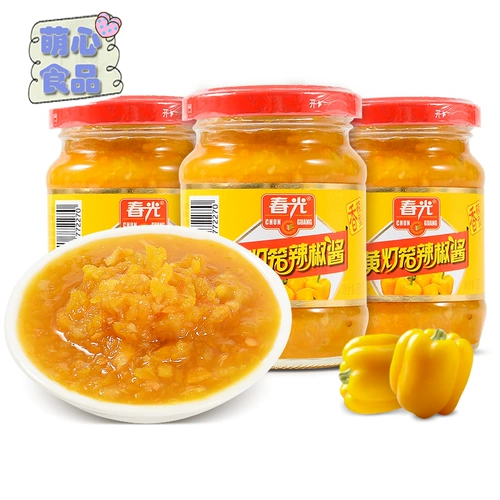 Hainan Specialty Spring Желтый фонарь соус чили 150 г*3 банки острый острый вкус чеснок Супер специальный пряный желтый соус из нарезанного перца нарезанный перец