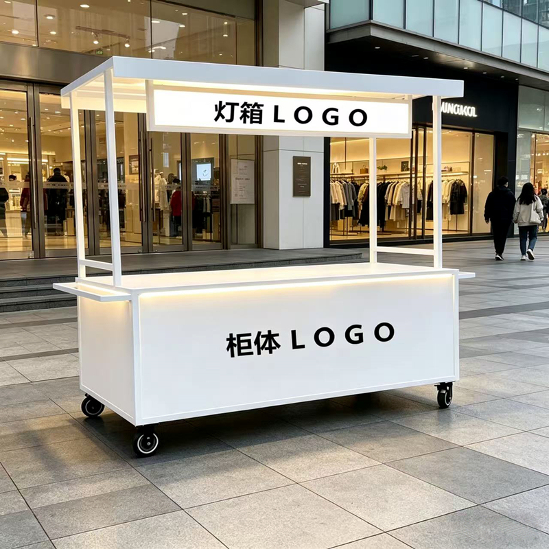 Mobile Promotional Food Cart, Hand-Pushed Cart for Night Market, Mobile Market Stall, Snack Cart, Sales Cart