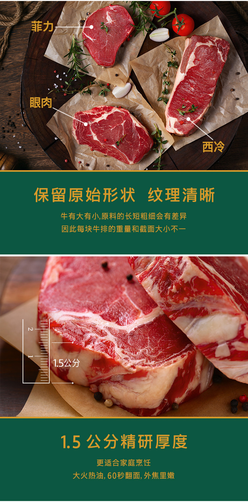 凤祥 一番牛 进口原切未腌制牛排套餐 1200g*2件 图9