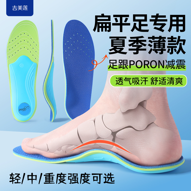 Arch Support Insoles, Thin, Professional Flat Foot Correction Insoles, Anti-Collapse, Summer Sweat-Absorbent, Breathable and Shock-Absorbing Special Insoles