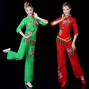 Chinese folk dance costumes for women Yangko costume season northeast ethnic costume fan dance square dance suit performance dress female 