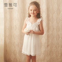 Snowyak's children's dressing girl summer thin-dollar strap girl princess court little girl baby Moder pajamas