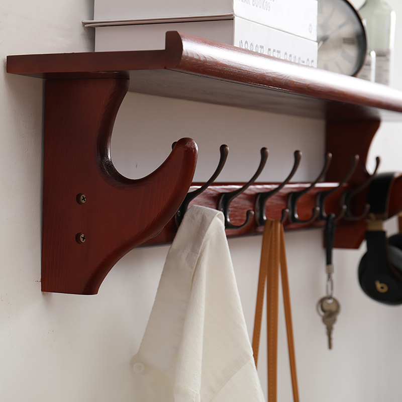 Wall-Mounted Coat Rack, Multifunctional Bedroom Coat Hook, Solid Wood Creative Light Luxury Entryway Hook, Storage Coat Rack