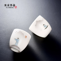 Dehua white porcelain tea set Handmade hand-painted Kung Fu tea cup Tea cup Lamb fat jade ceramic master cup Tea set