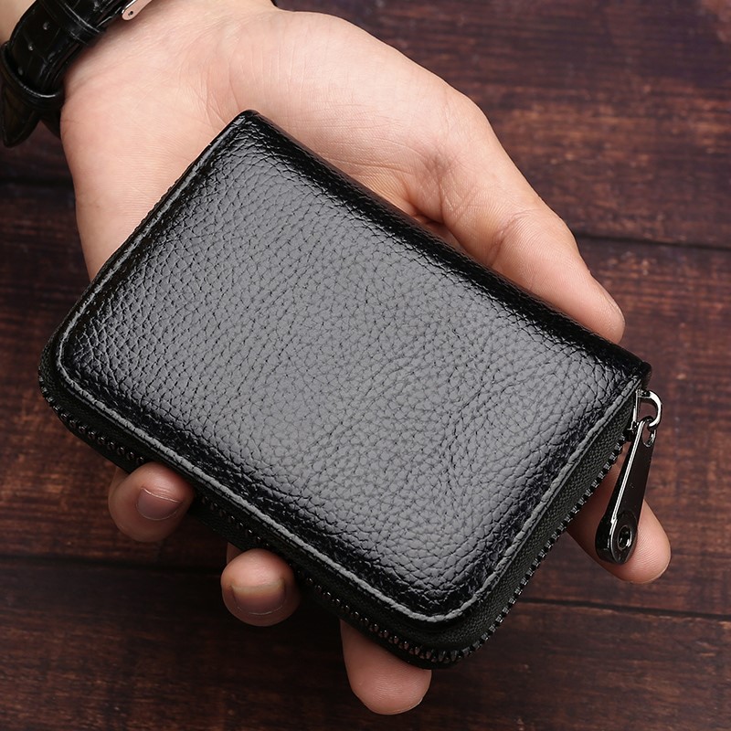Card holder for men and women with multiple card positions, large-capacity driver's license, one compact card holder, coin purse, anti-degaussing, anti-theft brush