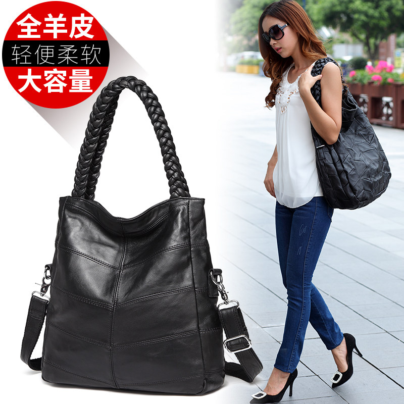 Bag women 2022 new simple sheepskin leather women's bag large bag soft leather messenger bag large capacity shoulder bag Europe and the United States