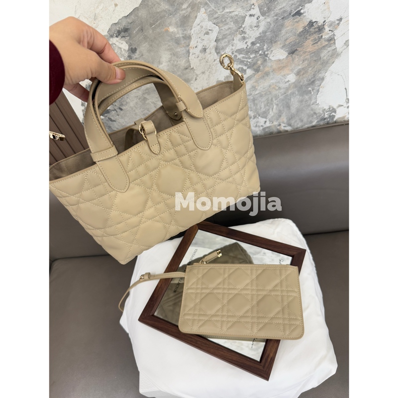 Momojia Milk Tea Color Ethnic Bag! Diamond Pattern Tote Bag for Women, Genuine Leather Handbag, Large Commuter Bag, Shoulder Bag