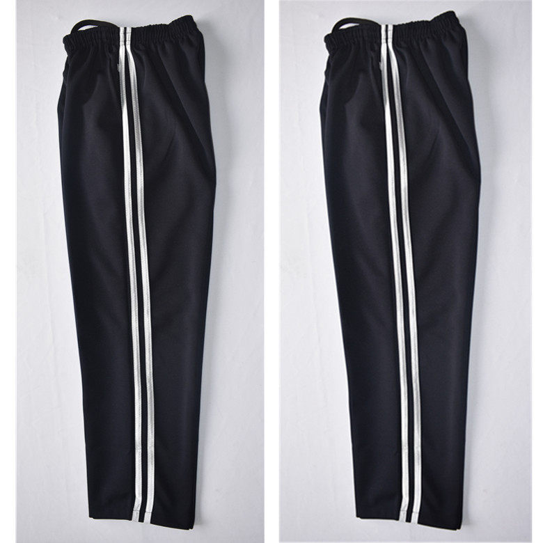 Black double white carrying student sports pants parallel bars sports pants junior high school students military training performance activities long pants school uniform