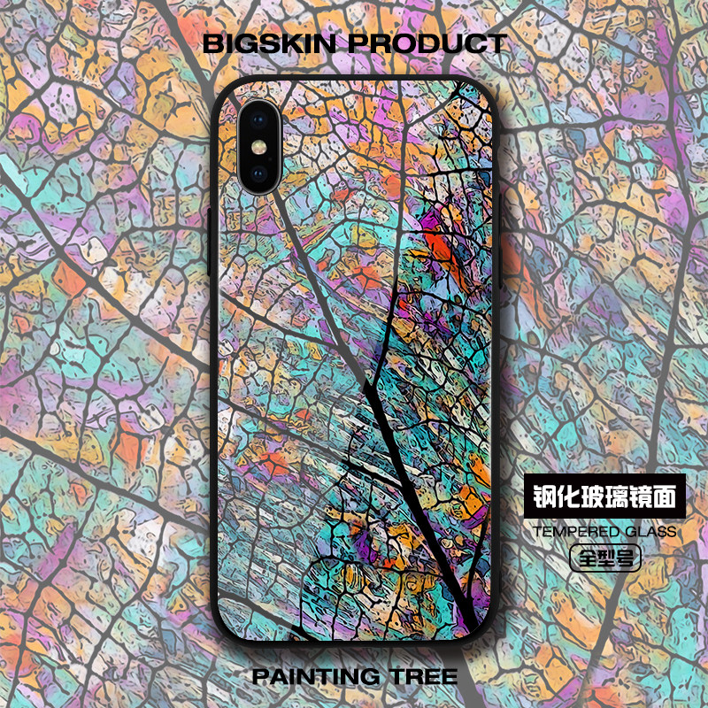 Painted Ye Yang suitable for iphone8plus mobile phone protective shell millet 6 Huawei p20 protective cover apple x glass shell