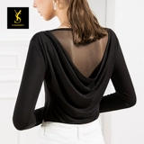 Современная танцевальная одежда латиноамериканская танцевальная одежда Женская взрослая топ с длинными рукавами модная сетка Новая современная танцевальная одежда