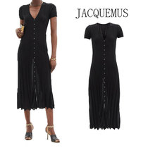 JACQUEMUS 21 new black ribbed cotton-blend knitted midi jumpsuit
