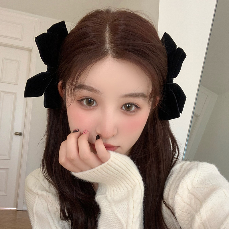 images 0:Butterfly Blast Flat 2023 New three-dimensional velvet Princess Wind Top Clamp Korean Girl Feeling Two Side Package