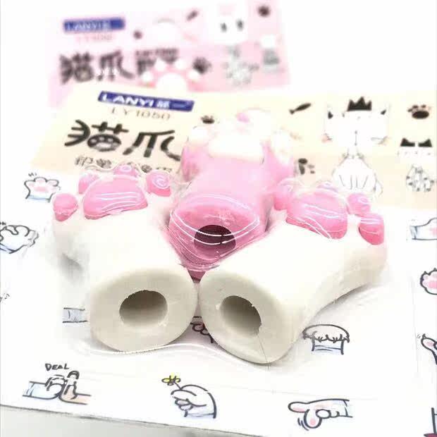 Creative cartoon cat claw rubber eraser students learn supplies stationery cute girl heart children rubber gift