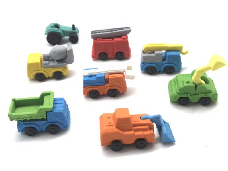 Han Edition Creative Cartoon Rubber Cute Prize Plate Plate Student rubber rubber assembly fun engineering car