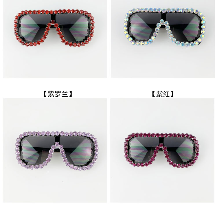 57g Weight UV400 Protection Lens Material Travel, Party Occasion Women'S Gender Diamond Design Elegant, Glam, Hip-Hop, Retro, Vintage Style, Fashion, Sweet, Simple Style, Sports Style Grey, White, Purple, Red, Green, Transparent, Silver, Black Color Elegant Glam Hip-Hop UV400 Protection Diamond Women's Sunglasses 2
