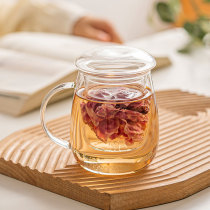 Glass cup thickened heat-resistant tea water separation tea cup office with lid water cup household filter scented tea cup
