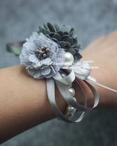 Wedding Dinner Annual Meeting Banquet Wedding Korean Western Silver gray bride Bridesmaid Sister Hand flower Wrist flower corsage