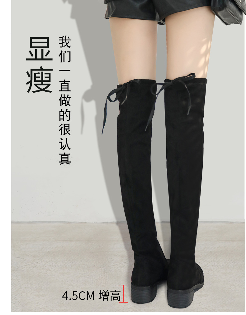 Giày cao đến đầu gối nữ skinny 2018 Giày đế bệt đế bằng mới mùa đông màu đỏ cộng với đôi giày cao cổ nhung hoang dã giày boot nữ da thật