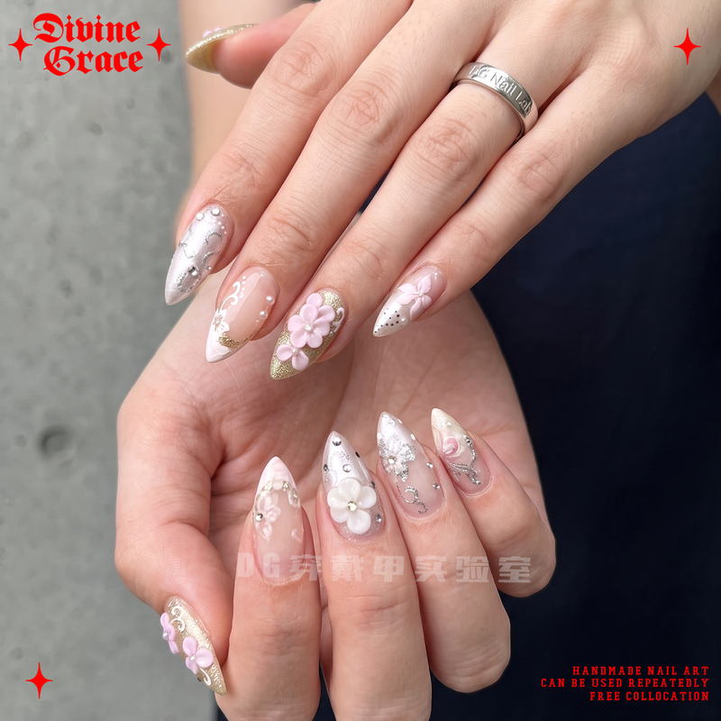【Vintage Nail Art】Japanese Y2K Style Platinum Carved Summer Nail Art High-End Handmade Stunning Press-On Nails 【Vintage Nail Art】Japanese Y2K Style Platinum Carved Summer Nail Art High-End Handmade Stunning Press-On Nails