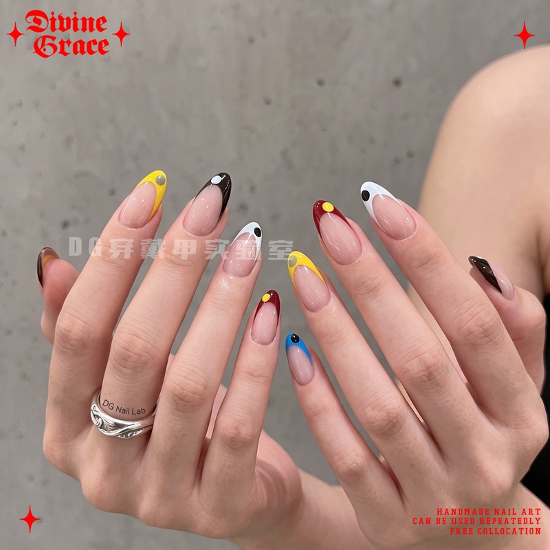 【Rainbow Polka Dot Candy】Colorful French-Style Summer New Nail Art, High-End Handmade, Stunning Wearable Nails