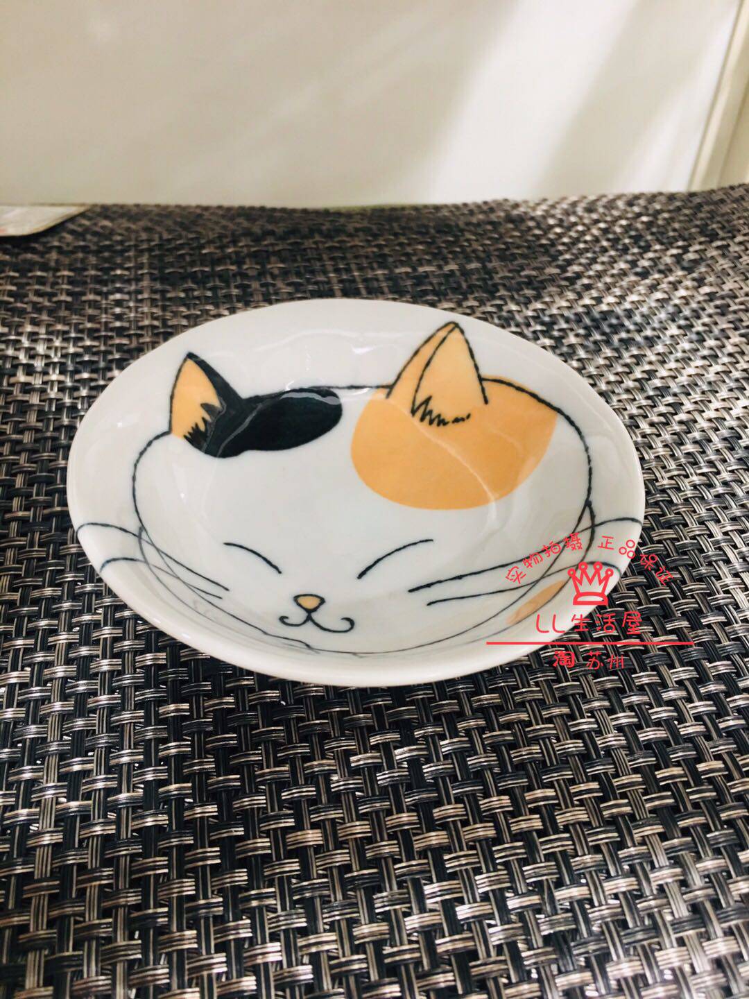 Japan's Daiso Daiso household bowl cute line drawing kitten figure plate bowl tea bowl dish cat slave tableware