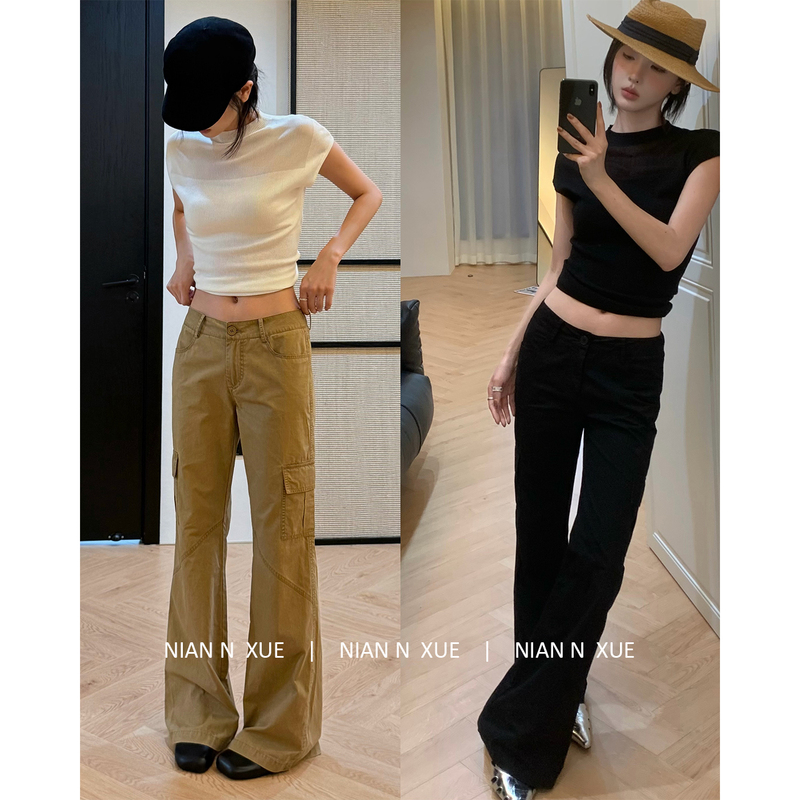 Nian N Xue Private Collection! Leg-Enhancing, Flattering, Slightly Flared, Natural Waist, Loose Wide-Leg Pants with Utility Pockets, Casual Pants Nian N Xue Private Collection! Leg-Enhancing, Flattering, Slightly Flared, Natural Waist, Loose Wide-Leg Pants with Utility Pockets, Casual Pants