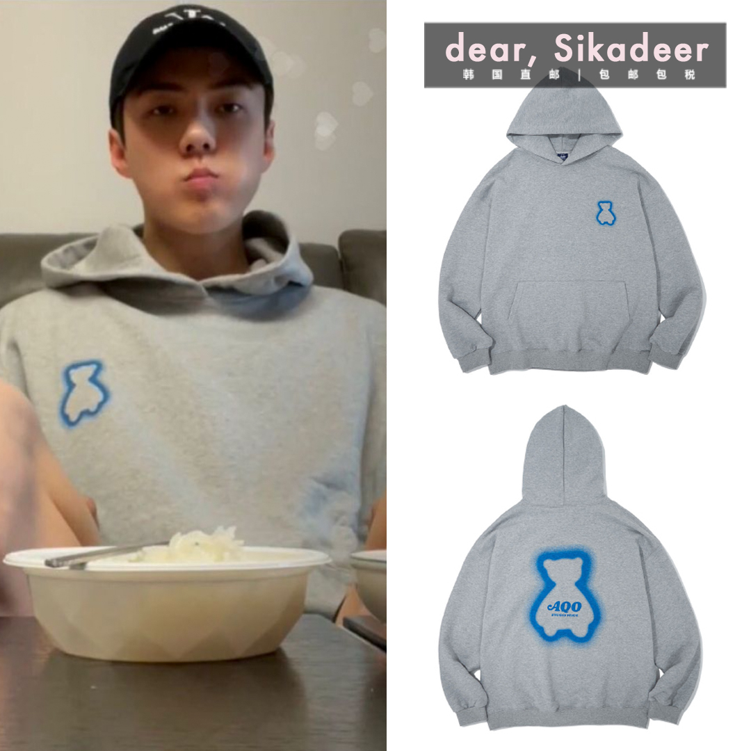 Special price Wu Shixun same style South Korea's AQO hollow bear hooded sweater 21 autumn and winter with anti-counterfeiting