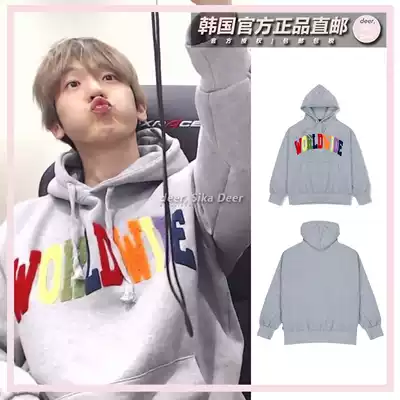 Korean direct mail EXO Bian Boxian with the same AMES rainbow letters loose hoodie sweater female
