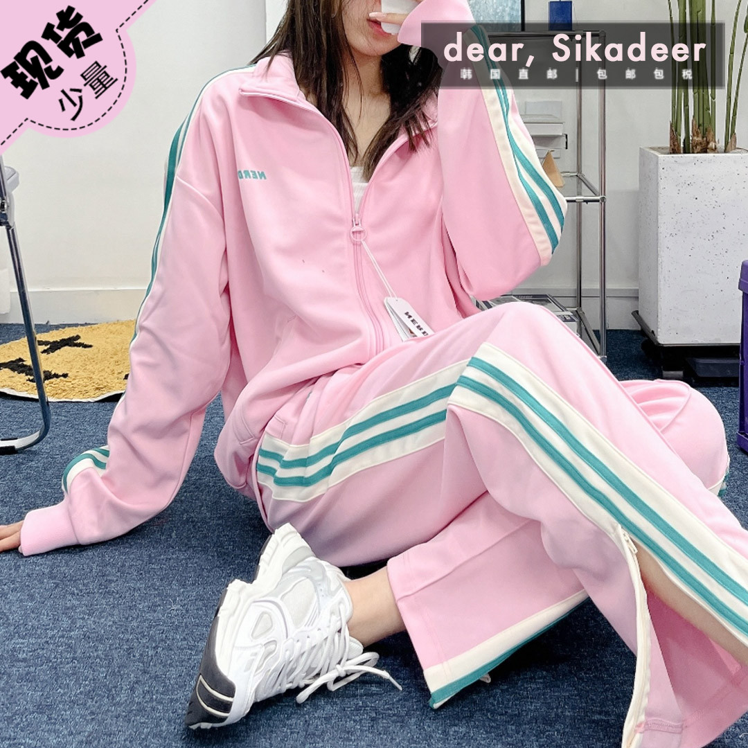 (Pink Domestic Bin Spot) South Korea Direct Mail NERDY Candy Color Striped Sportswear Jacket 22 Spring