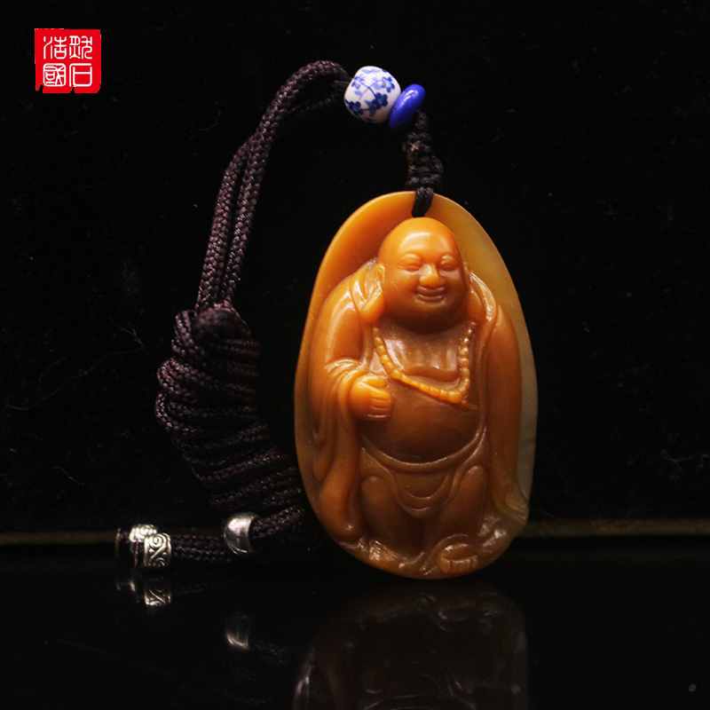 Natural Shoushan Stone Zhengzong Solitary Tian Huangyuan Stone Maitreya Buddha Pendant Car Pendant High-end Gift for Leader