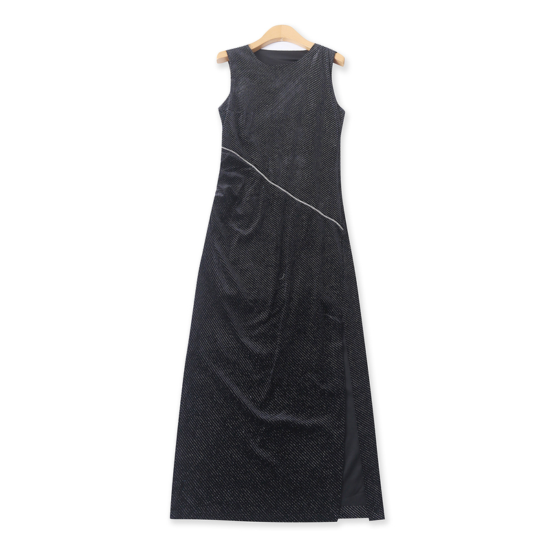 Sequin Dress Spring/Summer New Style Export Women's Sexy Backless Round Neck Sleeveless Bodycon Slit Long Dress 33929