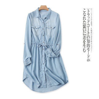 Lapel single-breasted tie-waist dress