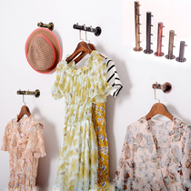  Clothing store hook on the wall point hanging lengthened black positive hanging clothes hook Wall hanger display rack retro clothes hook