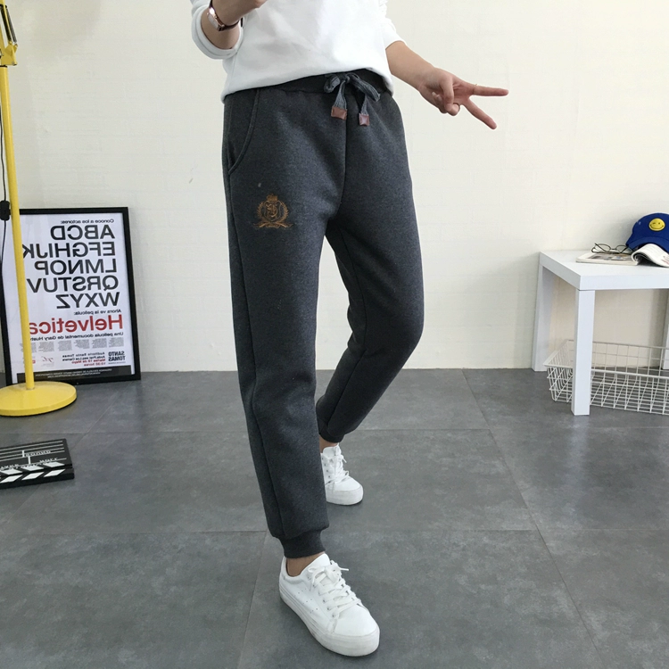Cộng với quần nhung nữ chân mùa thu và mùa đông quần cotton mỏng dày lamb cashmere đôi giản dị quần tây cỡ lớn