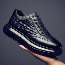 Male Shoe Boomer Shoes 2021 new fall genuine leather Inlan 100 lap shoes man Crocodile leather shoes Mens casual shoes heightening