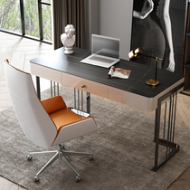 Rock board modern light luxury desk bookshelf combination simple desk black creative paint desktop home computer desk