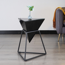 Side light luxury very simple style European pyramid coffee table side table corner several creative tempered glass stainless steel