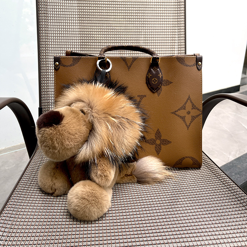Cute Whole Fur Rex Rabbit Fur Little Lion Plush Backpack Pendant Creative Car Key Bag Doll Exquisite Toy
