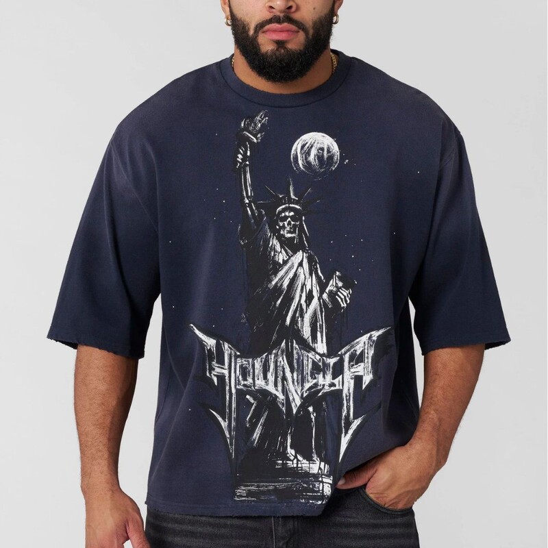 Youngla American Retro Men's Oversized T-Shirt Street Hip-Hop Loose Short-Sleeved Jogger Sports Fitness T-Shirt