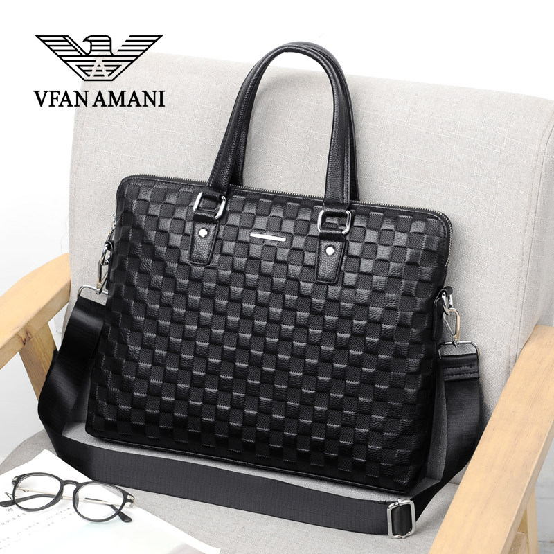 Vifang Amanny men's handbag hand held genuine leather large capacity business single shoulder inclined satchel leisure briefcase