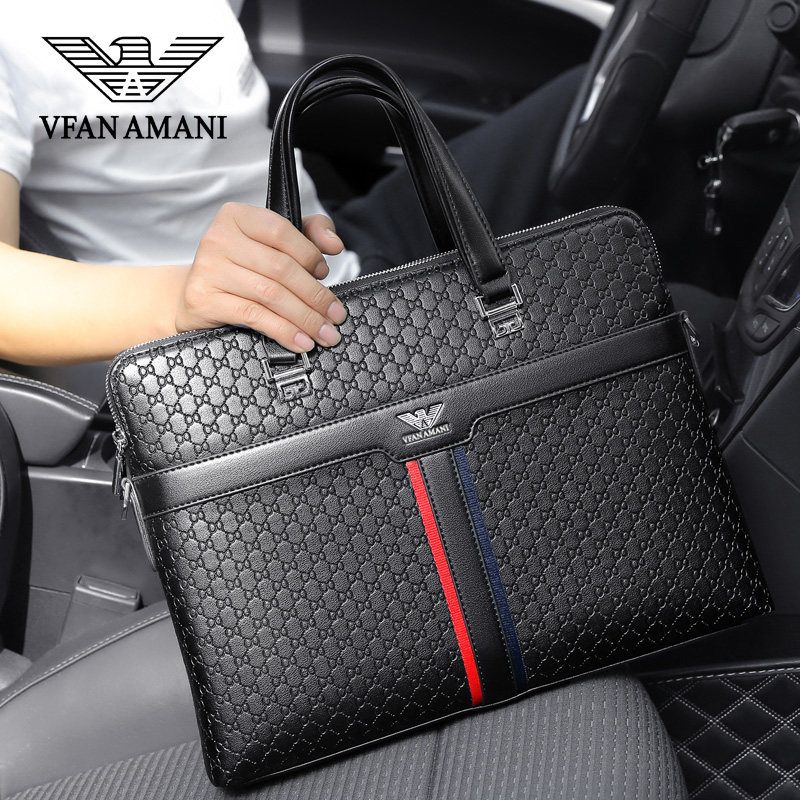 Viv Armani Man Bag Bag Business Buffalskin Bag Slipper Bag Men's Leather Brief Bag