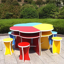 View Desk Library Color Round Composition Training Table And Chairs Fine Arts Classrooms Middle School Students Tutoring Table