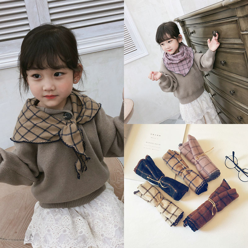 Children Triangle Young Children Scarves Spring Autumn Slim cute boy scarf girl cotton numb triangle towels Cartoon Kwon
